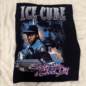 H&M Black Graphic Tee with Blue and Purple Accents